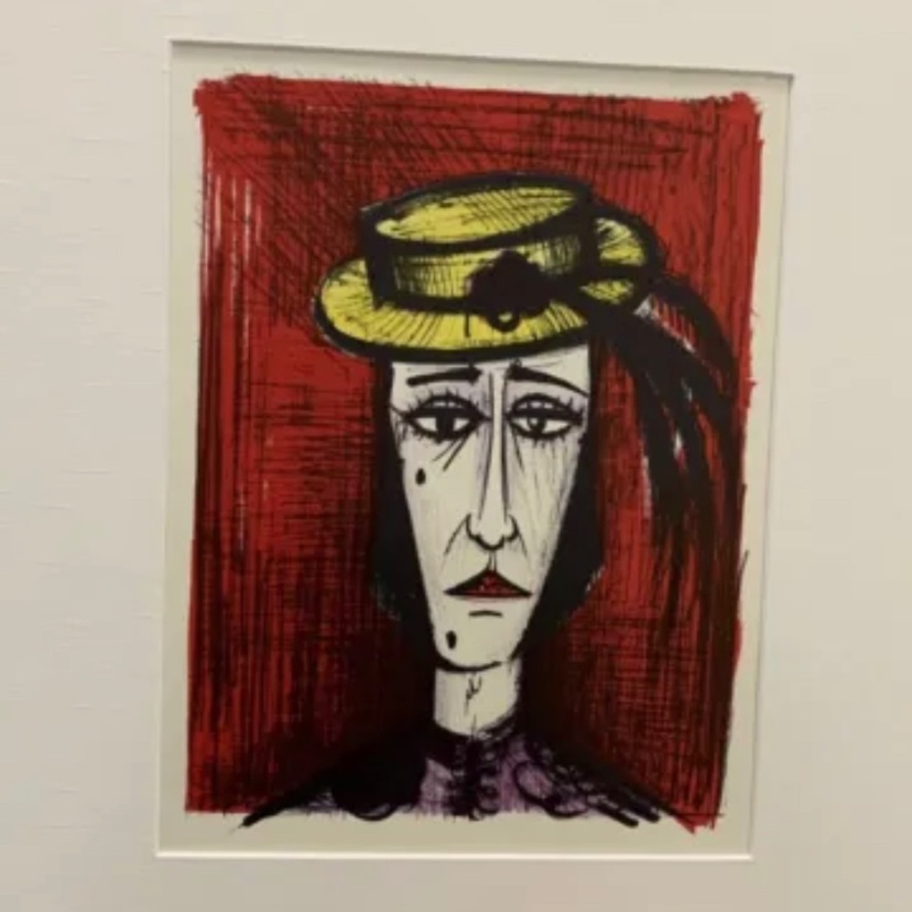 Authentic BERNARD BUFFET 1968 quadricromie matted to 11x14" w COA